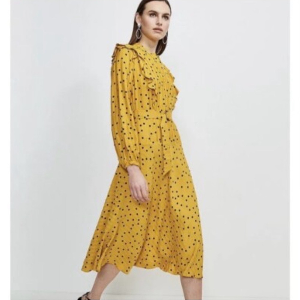 Karen Millen Scattered Dot Dress Size 4 Missing Belt